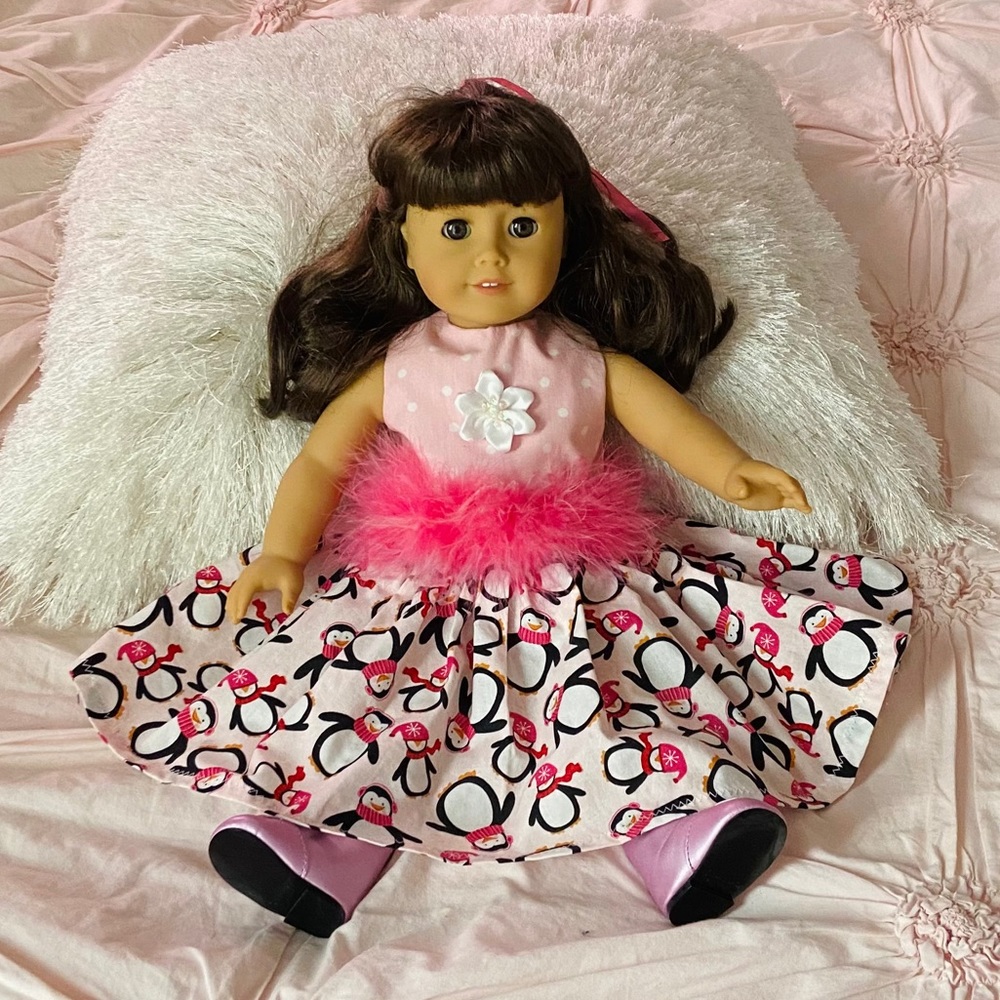 Handmade AG Doll Pink Penguin Dress, Feather Waist